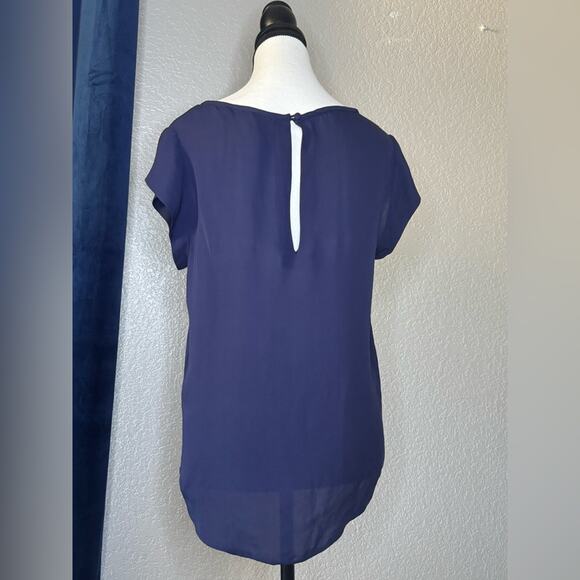 Joie 100% Silk Dark Blue Blouse with front pocket | Size S - Picture 3 of 6